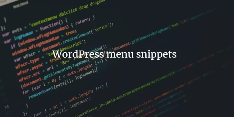 WordPress menu snippets